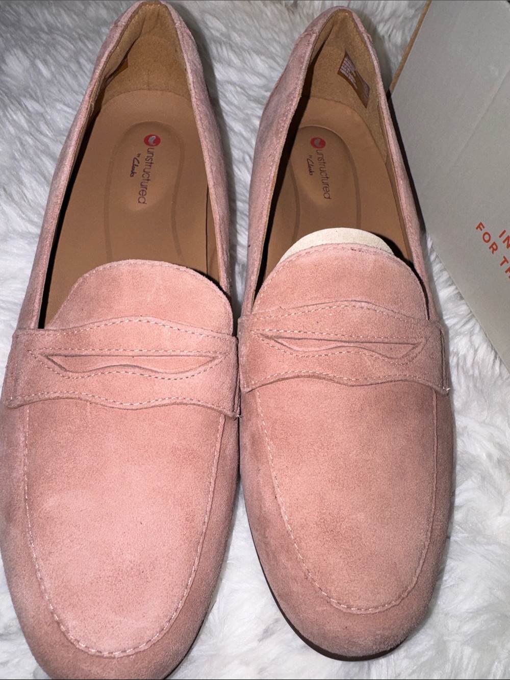 Clarks Blush Pink Suede Penny Loafers